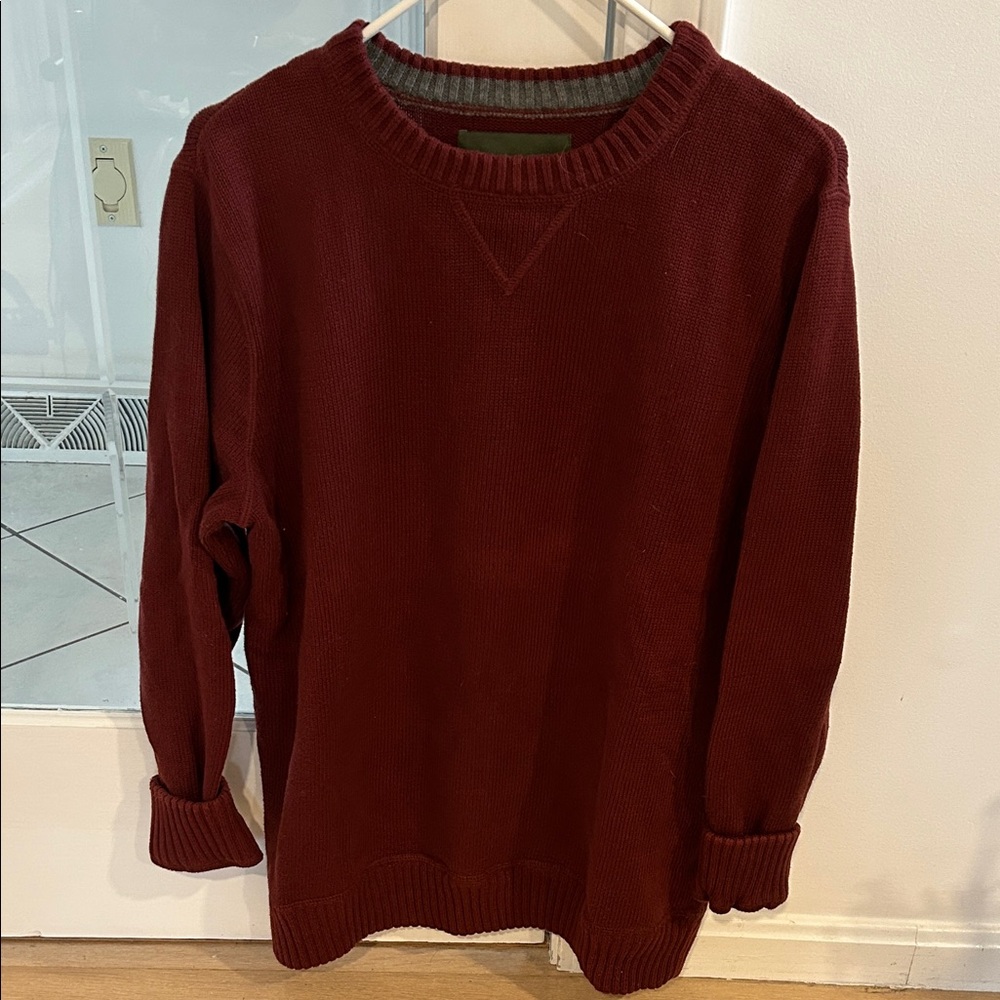 Eddie Bauer 100% Cotton Men's Crewneck Sweater - Burgundy